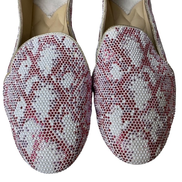 Brian Atwood Claudelle Crystal Suede Smoking Slippers Flats Loafers Sz.‎ 8 1/2 - Picture 6 of 12